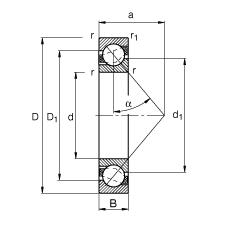 ǽӴ 7310-B-TVP,  DIN 628-1 ׼Ҫߴ磬Ӵ  = 40