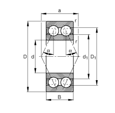 ǽӴ 3313-B-TVH,  DIN 628-3 ׼Ҫߴ磬˫УӴ  = 25