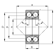 ǽӴ 3309-DA,  DIN 628-3 ׼Ҫߴ磬˫Уɷ룬ʷȦӴ  = 45