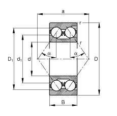 ǽӴ 3322-M,  DIN 628-3 ׼Ҫߴ磬˫УۣӴ  = 35